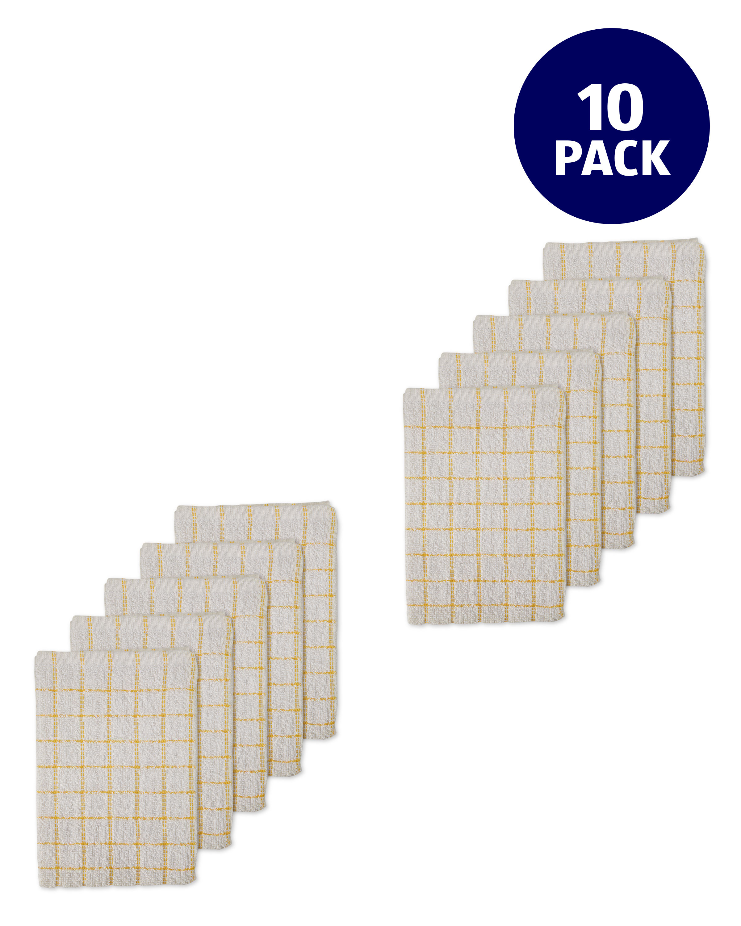 Yellow Terry Tea Towels 10 Pack ALDI UK