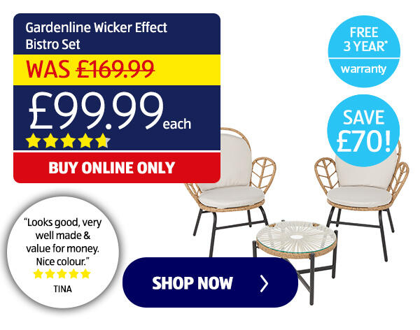 Gardenline Wicker Effect Bistro Set