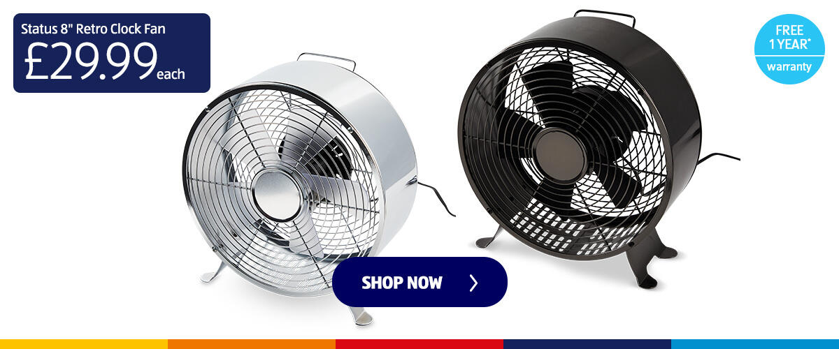 Status 8'' Retro Clock Fan