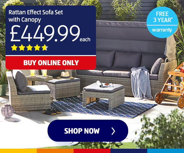 Rattan Effect Sofa Set with Canopy