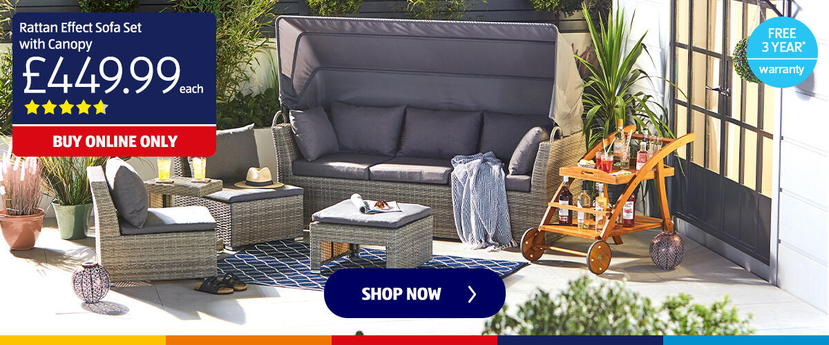 Rattan Effect Sofa Set with Canopy